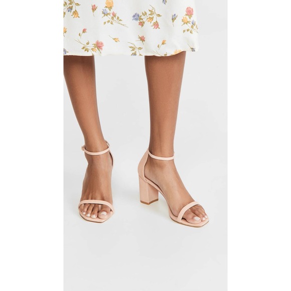 Stuart Weitzman Amelina Nearlynude Suede Heel Sandals Adobe Nude - Picture 9 of 16